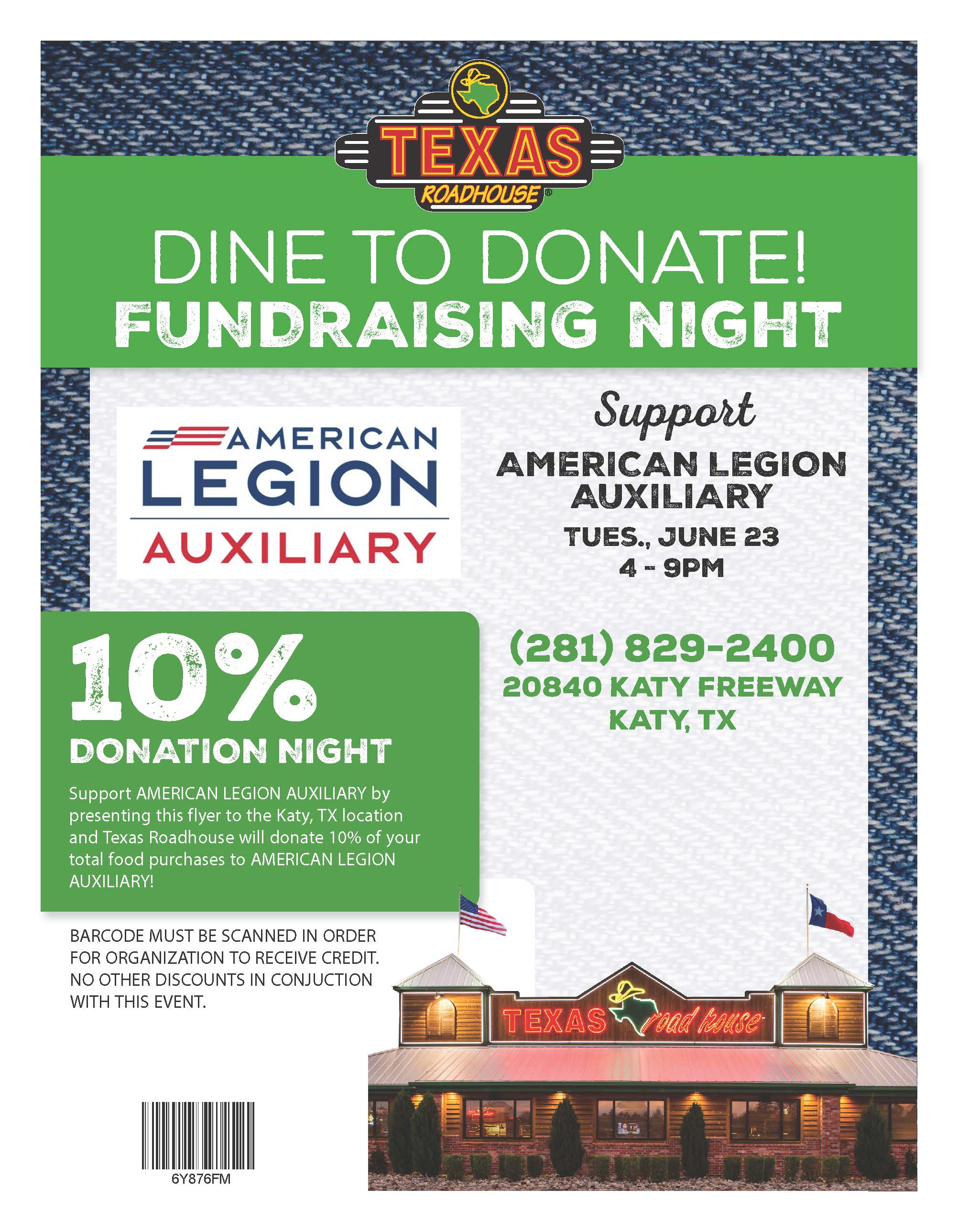 Fundraising Dinner at Texas Roadhouse
